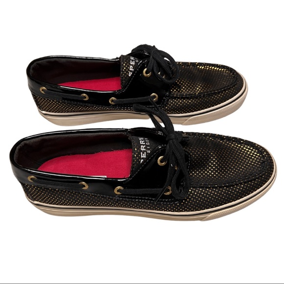 Sperry Top-Sider Black with Gold Polkadots Slip-On Loafer/Boat Shoes - Picture 4 of 10